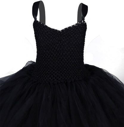 Girls Noble Black Party Tutu Dress