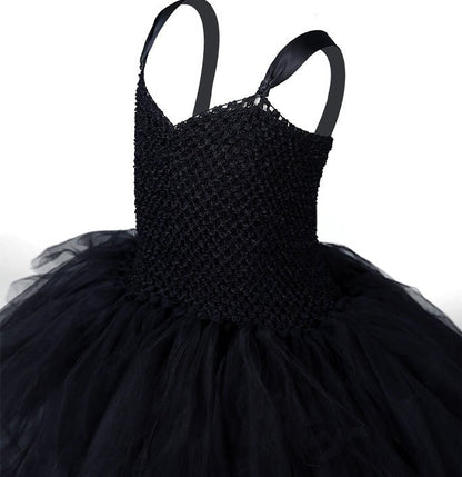 Girls Noble Black Party Tutu Dress