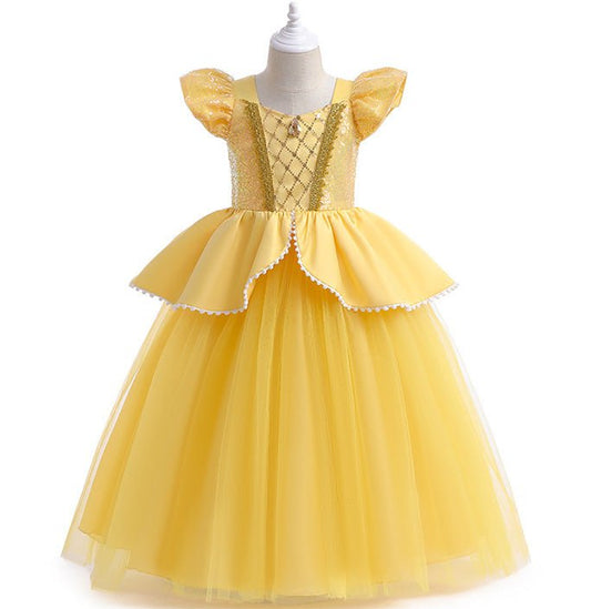 Girls Princess Belle Inspired Tulle Dress