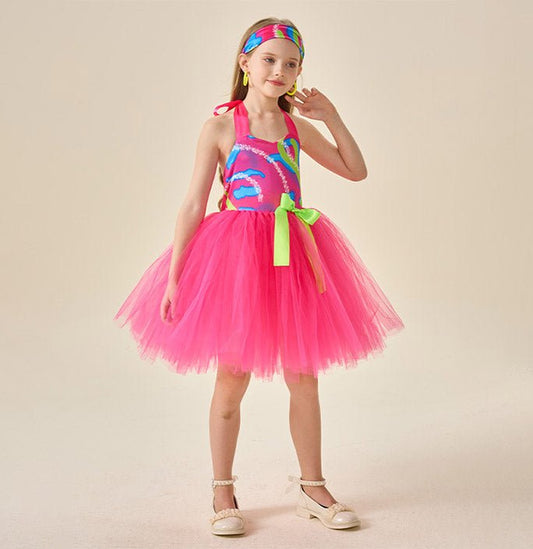 Girls Retro 80s Tulle Workout Costume