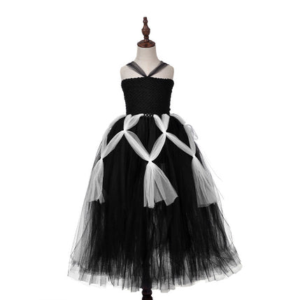 Girls Spider Web Halloween Witch Tutu Dress