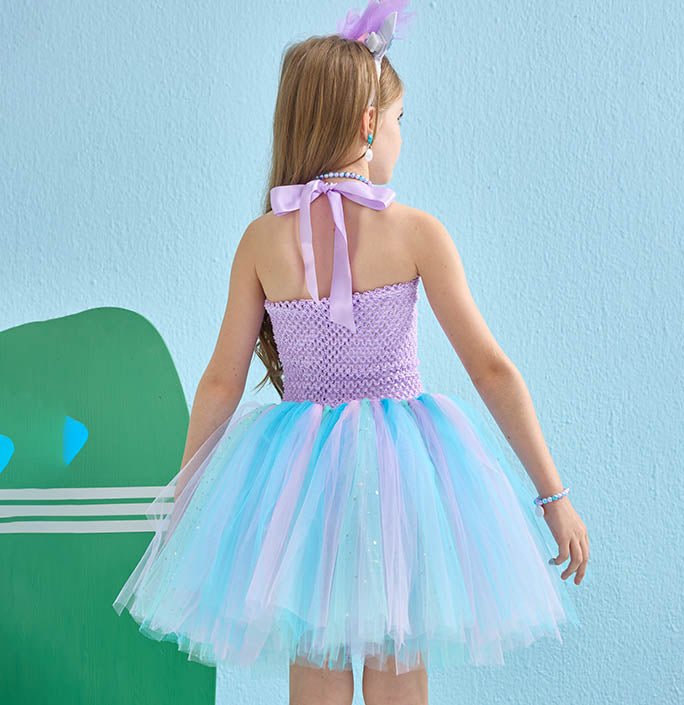 Girls The Little Mermaid Colored Lights  Festive Tutu Dress