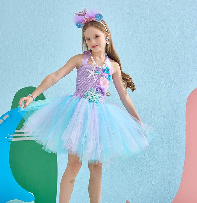 Girls The Little Mermaid Colored Lights  Festive Tutu Dress