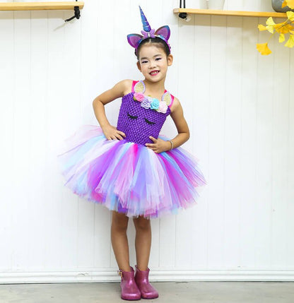 Girls Unicorn Themed Party Tutu Dress