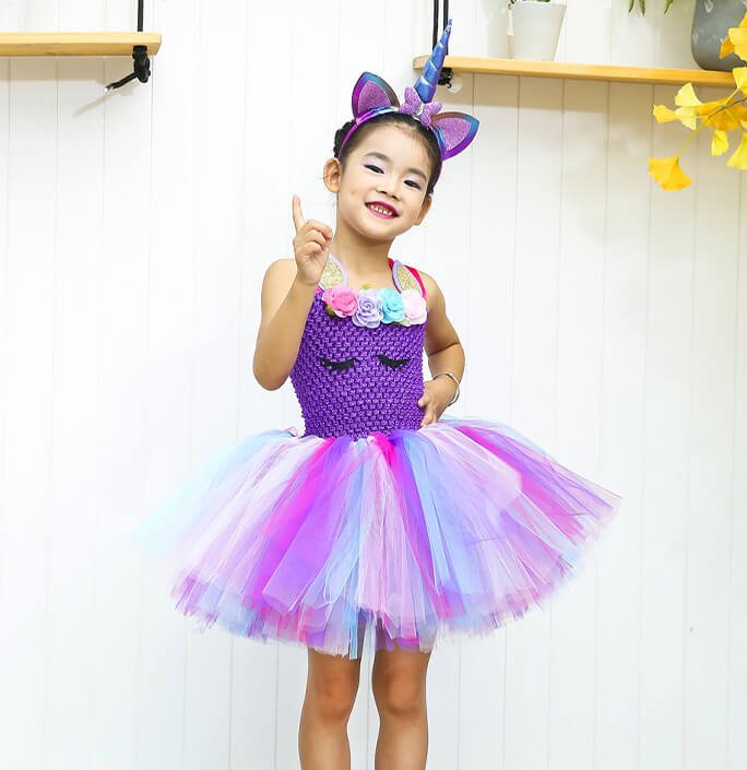 Girls Unicorn Themed Party Tutu Dress