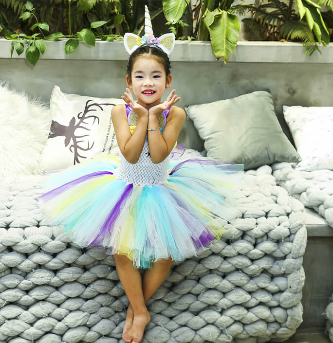 Girls Unicorn Themed Party Tutu Dress