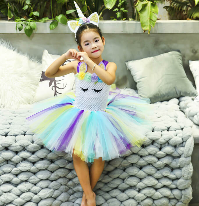 Girls Unicorn Themed Party Tutu Dress