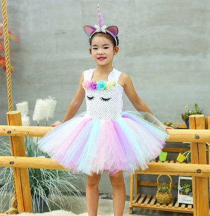 Girls Unicorn Themed Party Tutu Dress