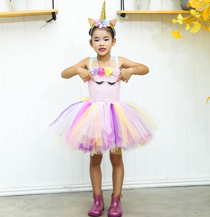 Girls Unicorn Themed Party Tutu Dress