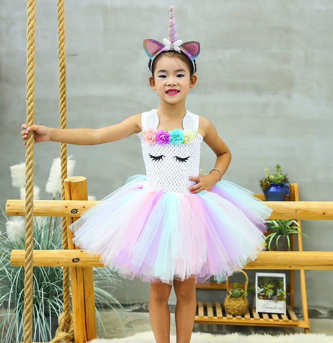 Girls Unicorn Themed Party Tutu Dress