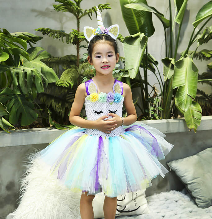 Girls Unicorn Themed Party Tutu Dress