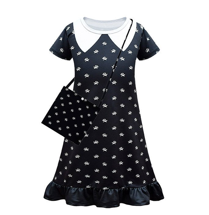 Girl's White Polka Dot Halloween Skirt