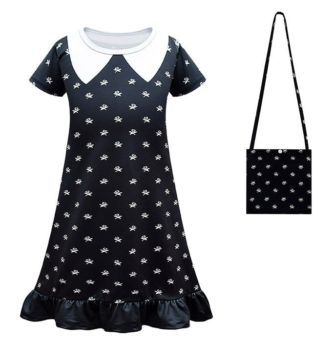 Girl's White Polka Dot Halloween Skirt