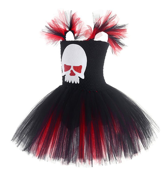 Girls White Skull Corpse Bride Tutu Dress