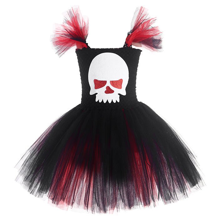 Girls White Skull Corpse Bride Tutu Dress