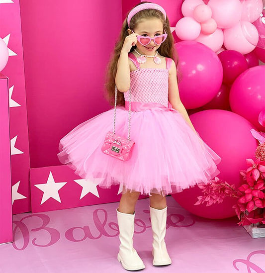 Little Girl Pink Dress Birthday Festival Costume