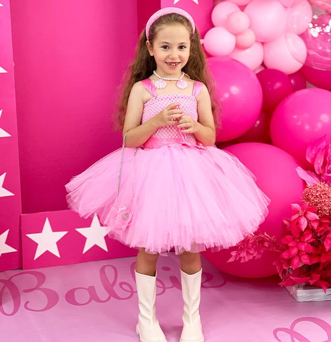 Little Girl Pink Dress Birthday Festival Costume