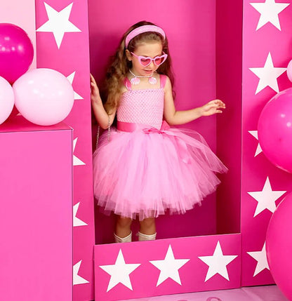 Little Girl Pink Dress Birthday Festival Costume