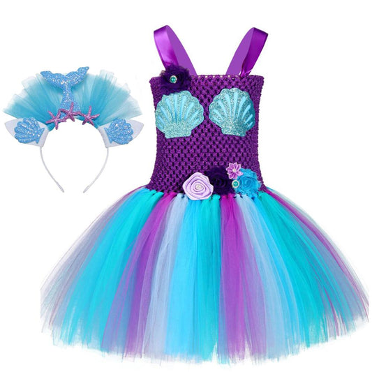 Girls Mermaid Flower Shell Birthday Party Halloween Carnival Costume